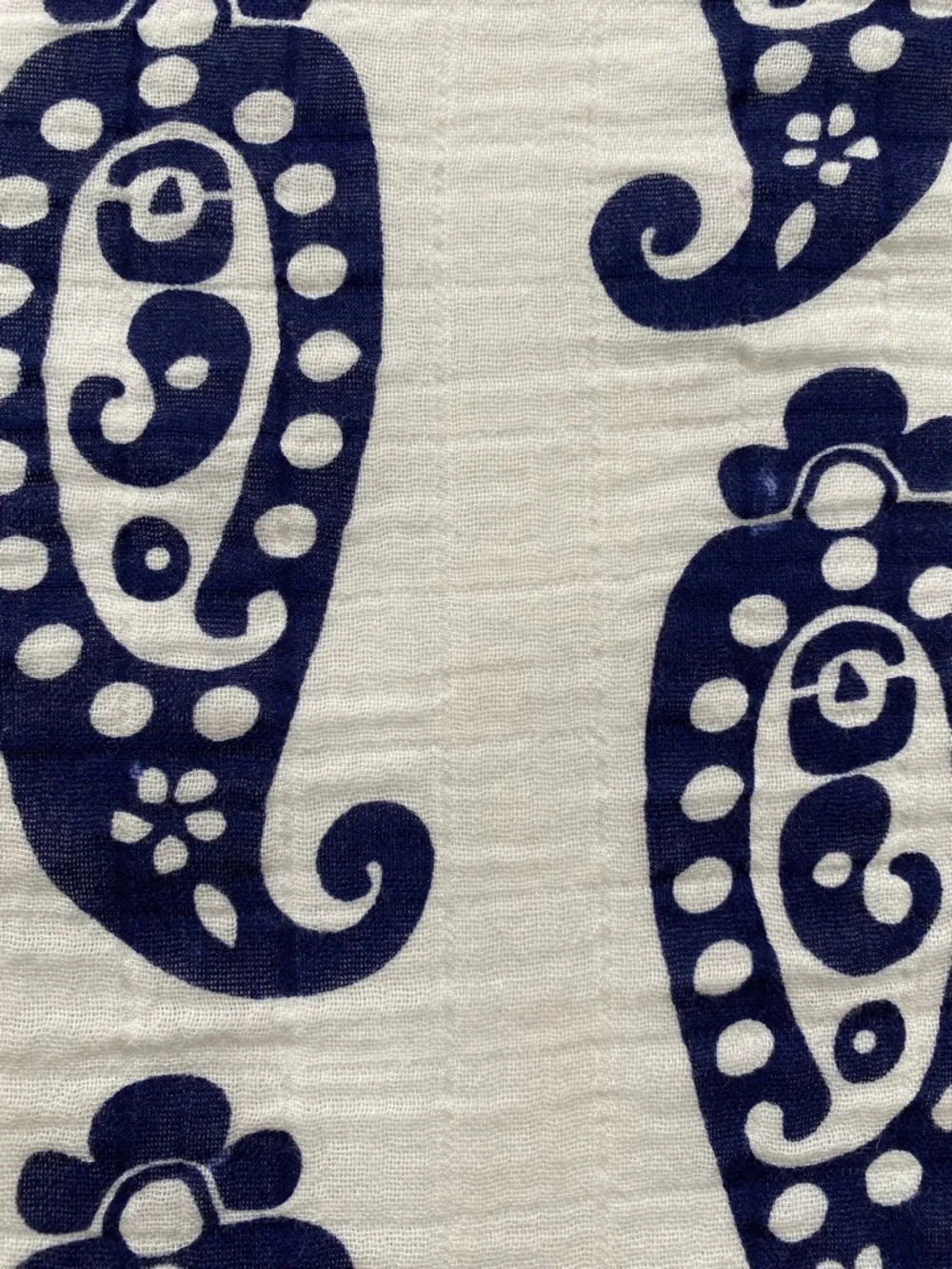 Pottery Barn Kids Organic Cotton Muslin Paisley Blanket 50x50 Blue White Throw - Picture 4 of 12